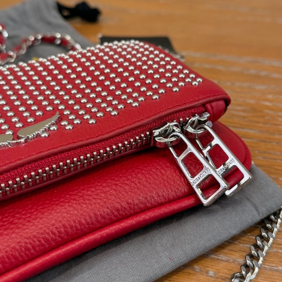 NWT Zadig & Voltaire Rock Nano Red Dotted Swiss Clutch Crossbody Bag - Picture 6 of 16